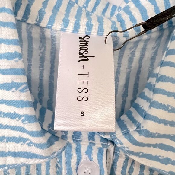 Smash + Tess, Women's Fresh Romper Jumpsuit In Smash Stripe -Blue/White. Size: S - Picture 5 of 15